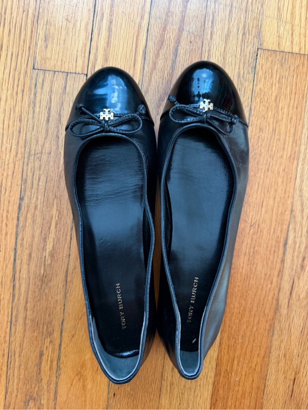 Tory Burch Black Patent Cap-Toe Ballet Flats - Picture 5 of 9
